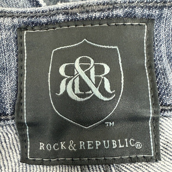Rock & Republic Straight Leg Jeans Women's 32 Blue Whiskers Button Fly High Rise - Picture 8 of 9